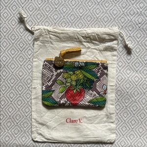 Clare V Red and Green Printed Coin Purse